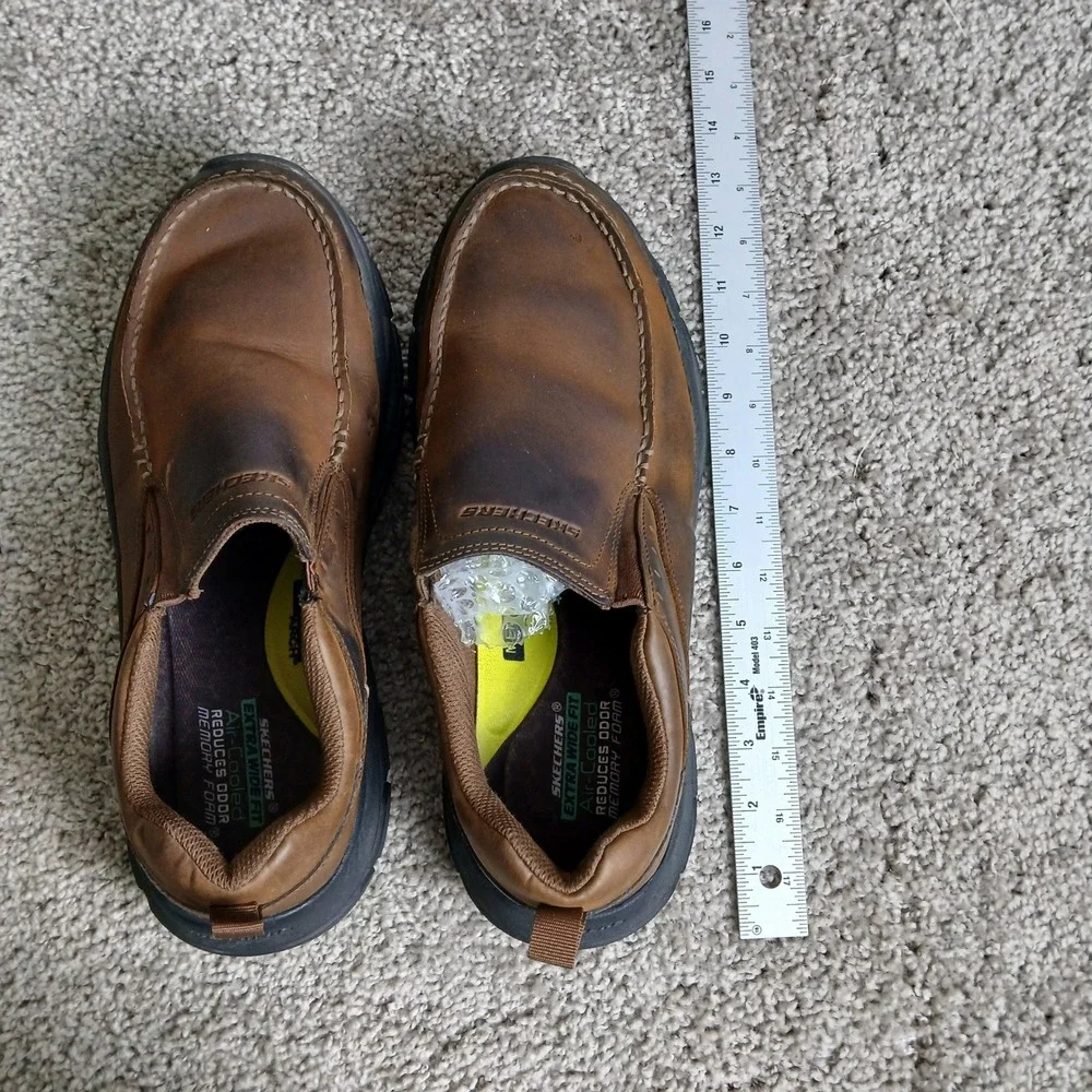 Skechers Mens 10.5 Extra Wide Fit Air cooled Brown Slip On Loafers 205312WW CDB